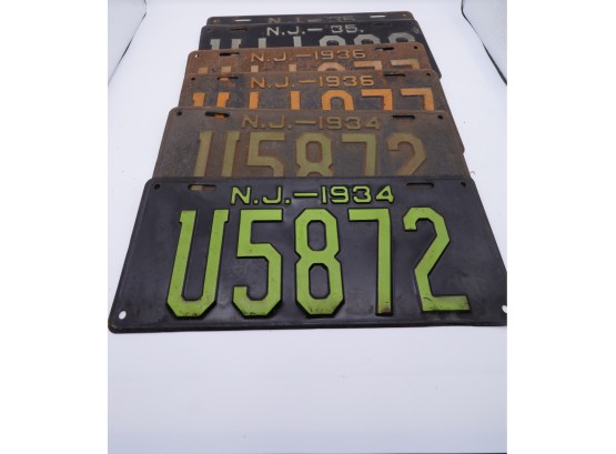 3 Pairs Of Antique New Jersey License Plates  1935 1934 1936 -SHIPPABLE