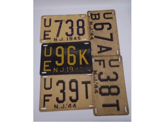 5 Single Antique New Jersey License Plates -SHIPPABLE