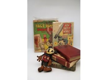 Fun Vintage Book Collection With An Old Mickey -shippable