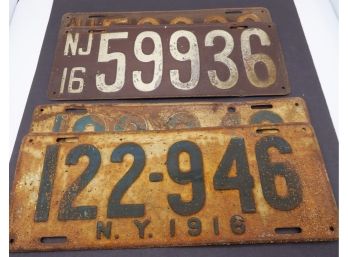 2 Pairs Of Antique New Jersey License Plates -SHIPPABLE