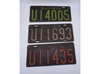 3 Pairs Of Antique New Jersey License Plates -SHIPPABLE