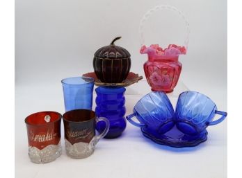 Vintage Beautiful Collection Of Colored Glass