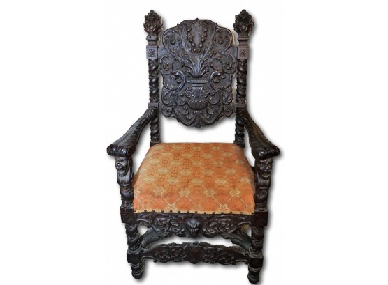 Gothic Antique  Ornate 19thc Arm Chair