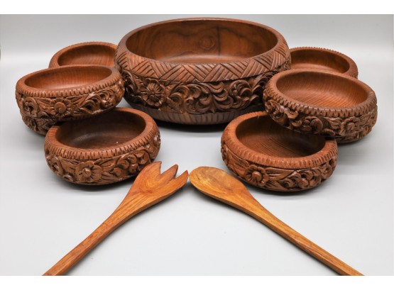 Vintage Wooden Hand Carved Bowls-SHIPPABLE