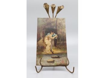 French Painting On Board With Stand  -SHIPPABLE