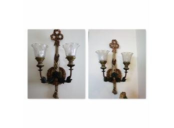 Pair Of Decorated Vintage French Sconces - Ready To Go