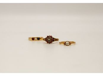 Three Sweet Antique 14kt Yellow Gold Rings