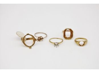 5- 14k Gold Rings Ready For Stones - 15.3 Grams Total -shippable