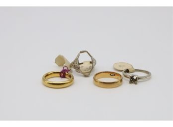 4- 18kt Yellow And White Gold 19.1 Grams Rings Ready For Stones -shippable