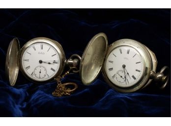 Two Antique Waltham Coin Silver Pocket Watches- Shippable