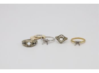 Four -18kt.Vintage 10.7 GRAMS  Yellow & White Gold Rings Ready For Stones -shippable