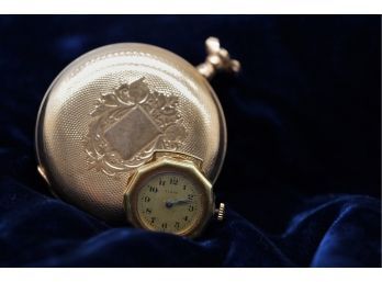 Antique 14k Yellow Gold Watch Case & 14k Gold Elgin Watch -shippable
