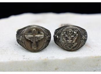 Vintage Two Army Airforce Sterling Rings- Shippable