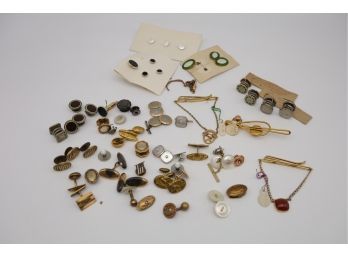 Collection Of Vintage Cufflinks & French Men's Buttons -shippable