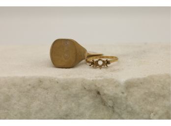 23.6 Grams Vintage Pair Of 14kt Yellow Gold Rings -shippable