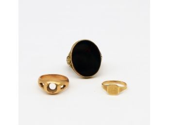 3 Vintage 14k Gold Ring Grouping -shippable
