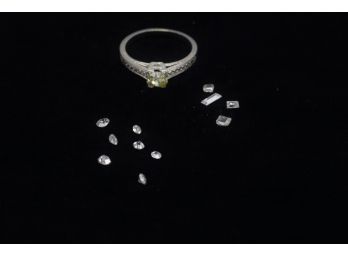 Vintage Loose Yellow DIAMONDS With Setting And Loose White Diamonds -shippable