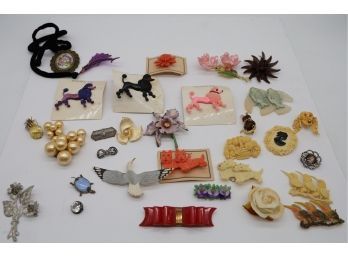 Vintage Collection Of Celluloid Pins & More -shippable