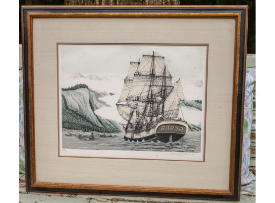 Color Etching By Alan Jay Gaines 'the Columbia' Hand-signed With COA