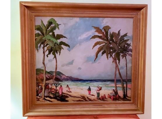 Antique Acapulco Mexico Oil By Louise Kelly