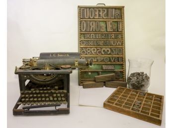 Fun ANTIQUE Printers With Vintage Typewriter And Tons Of Letterpress !!