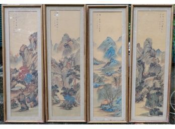 4 Chinese Hand Painted Landscape Scenes