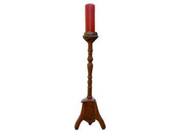 Vintage Wood Tall Candle Holder - 54'H