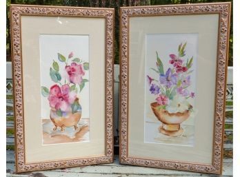 Pair Of Floral Watercolors By Anita