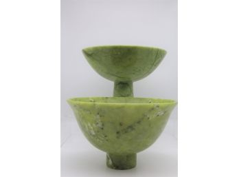 Vintage Spinach Jade Compote And Bowl-Shippable