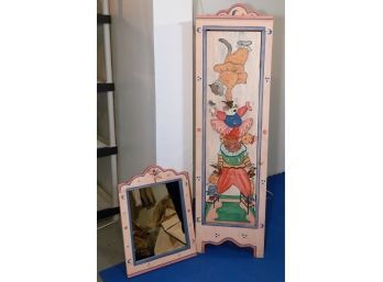 Hand-painted Child's Cabinet With Mirror