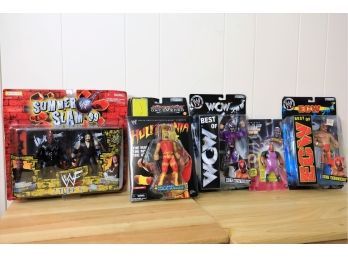 5 WORLD WRESTLERS TOYS NEW IN PACKAGES -SHIPPABLE