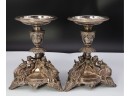ANTIQUE SILVER PLATE CANDLESTICK HOLDERS- Wonderful Details Take A Close Look