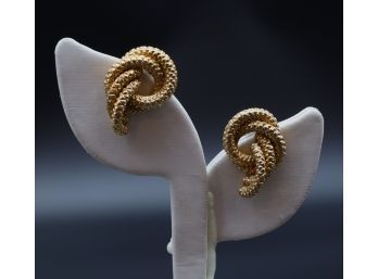 Braid Twist 14kt GOLD Clip  Earrings - 7.25 DWT SHIPPABLE