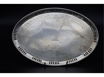 Lovely STERLING SILVER Footed Oval Tray -10 Troy Ounces -SHIPPABLE
