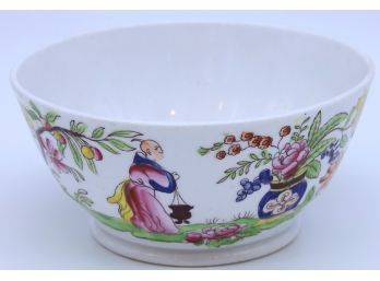 ANTIQUE CHINESE HAND PAINTED BOWL SCENES OUTSIDE AND INSIDE-SHIPPABLE
