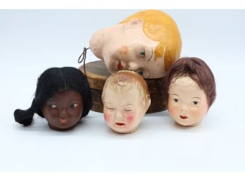4 ANTIQUE DOLL HEADS -SHIPPABLE
