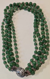 KEP Designs NY Four Stand Glass Crystal Bead Necklace Rhinestone Closure