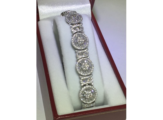 Brilliant Estate Bracelet *We Ship In USA See Terms Rhodium Over Sterling Silver!  Set With Over 900 Stones!