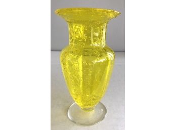 Rare Vintage Yellow Bubble Glass Vase