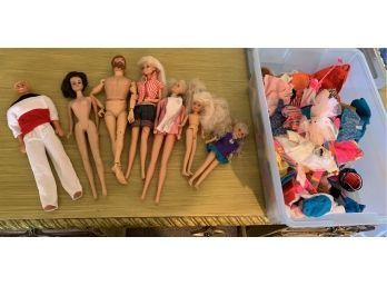 Vintage Barbies And Ken Dolls With Clothes