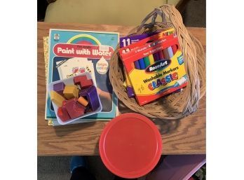 Basket With Kids Art Supplies
