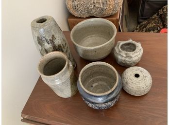 6 Pieces Of Hand Thrown Pottery