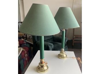 2 Tall Green Lamps