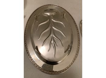 Large Silver Plate Footed Carving Plate