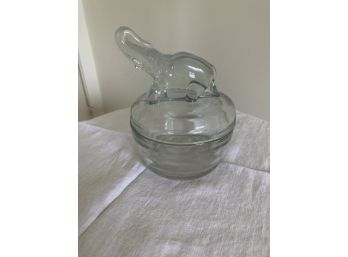 Small Glass Bowl With Hippo On The Lid