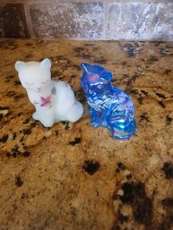Vintage Hand Painted Signed Fenton Cats