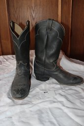 Tony Lama Black Steel Toed Boots Size 10 D 9