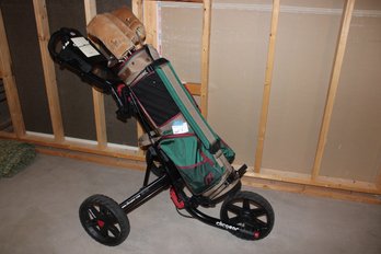 Clicgear Push Cart With Golf Bag And Clubs