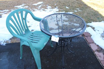 Small Metal Patio Table And Plastic Chair