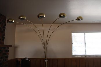 Mid Century Brass 5 Arm Arc Floor Lamp Styled After Atelj Lyktan